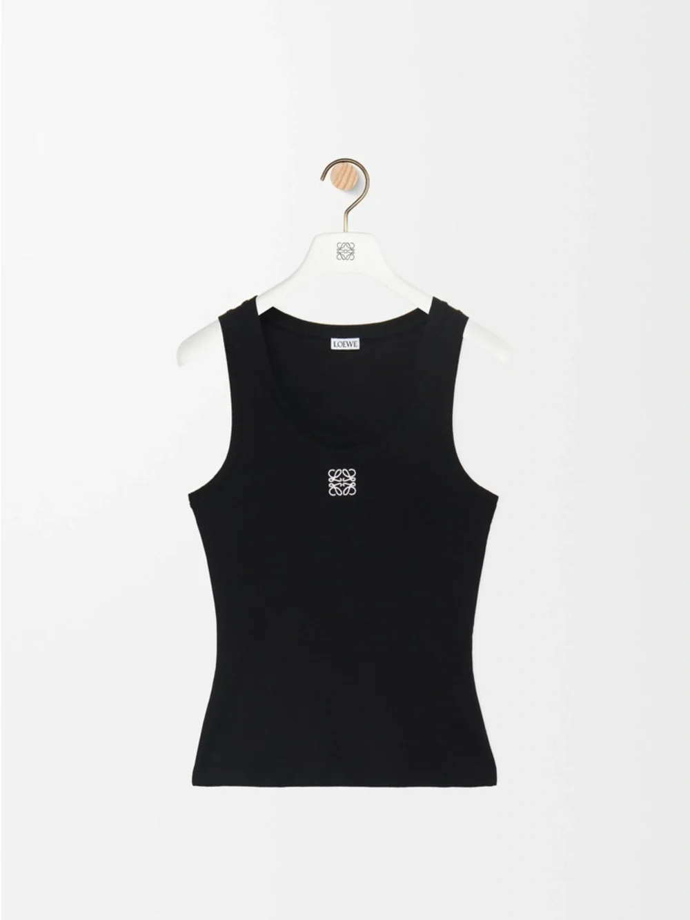 Black Ribbed Scoop Neck Tank Top Fitted Minimalist Sleeveless GUC